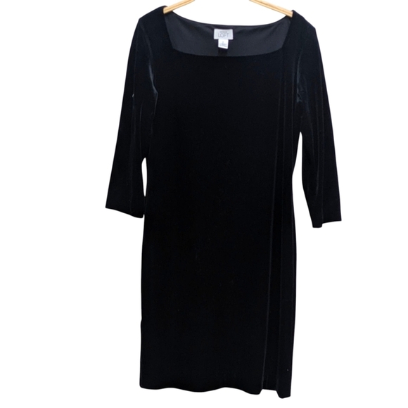 Ann Taylor Dresses & Skirts - Ann Taylor Vintage Classic Black Velvet Square Neck Dress 8